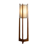 Rustic Japanese Style Wood Standing And Double Shaded Led Floor Lamp