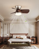 Miroter Ceiling Fan Light with LED, Flush Mount, Walnut & Nickel