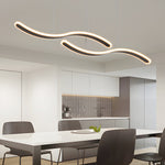 2 Wavy Line Led Dining Room Pendant Light 3 Step Dimming