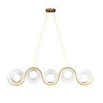 3 5 Light Wavy Linear Island Light With Ball Glass Shade For Dining Room