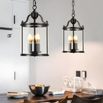 3 4 Light Candlelight Vintage Cylinder Glass Lantern Pendant Light Black