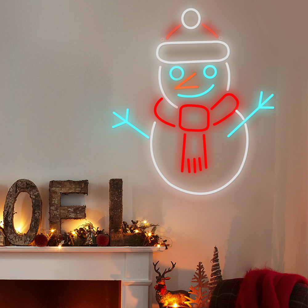 Modern Acrylic LED Snowman Sign with Dimmer for Festive Interiors