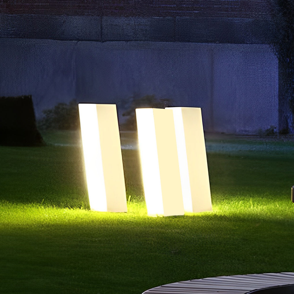 Modern Cuboid LED Lawn Light in Stainless Steel for Garden Pathways