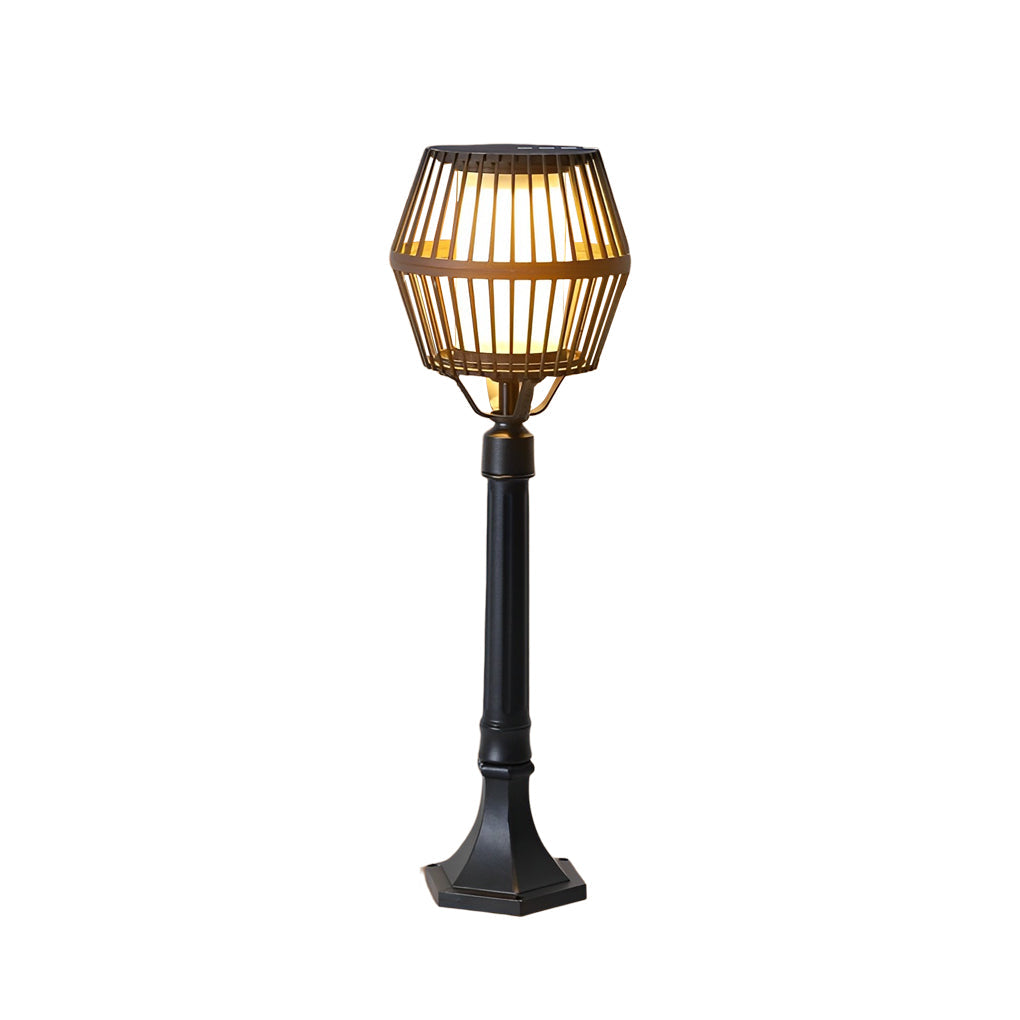 Matte Black Solar Caged Lantern for Modern Outdoor Spaces