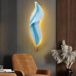 Luxury Modern Feather Wall Sconce with LED Lighting, Hand-Painted Gold Accents