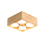 1 2 4 Light Square Wood Cube Spotlight Led Flush Mount Light