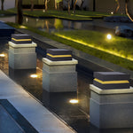 Square Black Modern Solar Post Lights