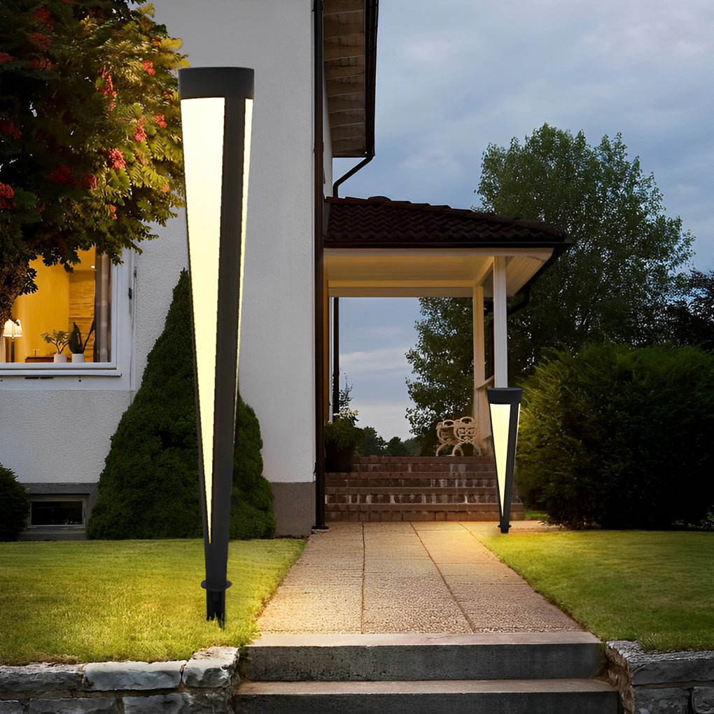 Modern Solar LED Lawn Light in Gray Aluminum for Garden Pathways