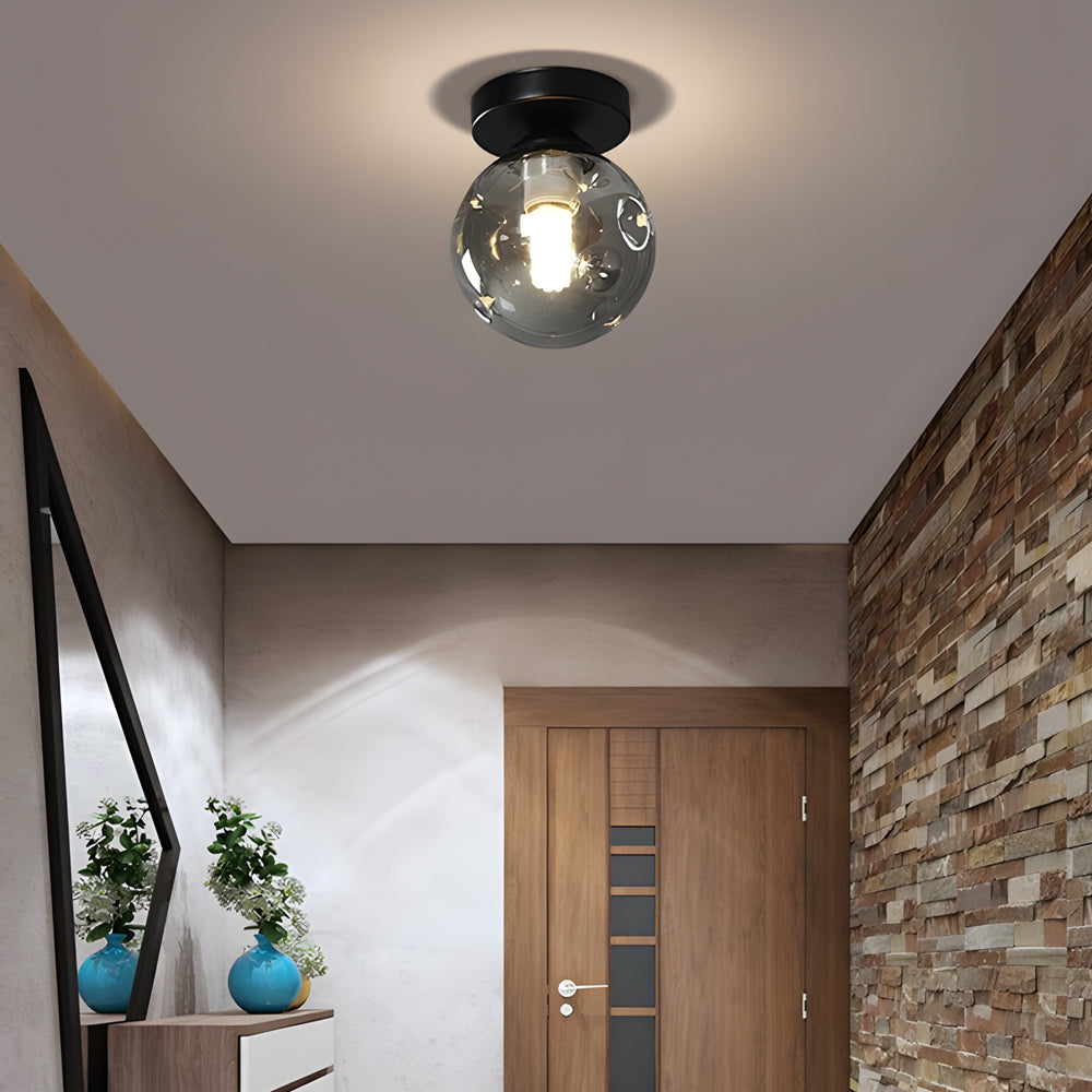 Nordic Corridor Glass Ceiling Light Fixture With Amber Smoky Shades