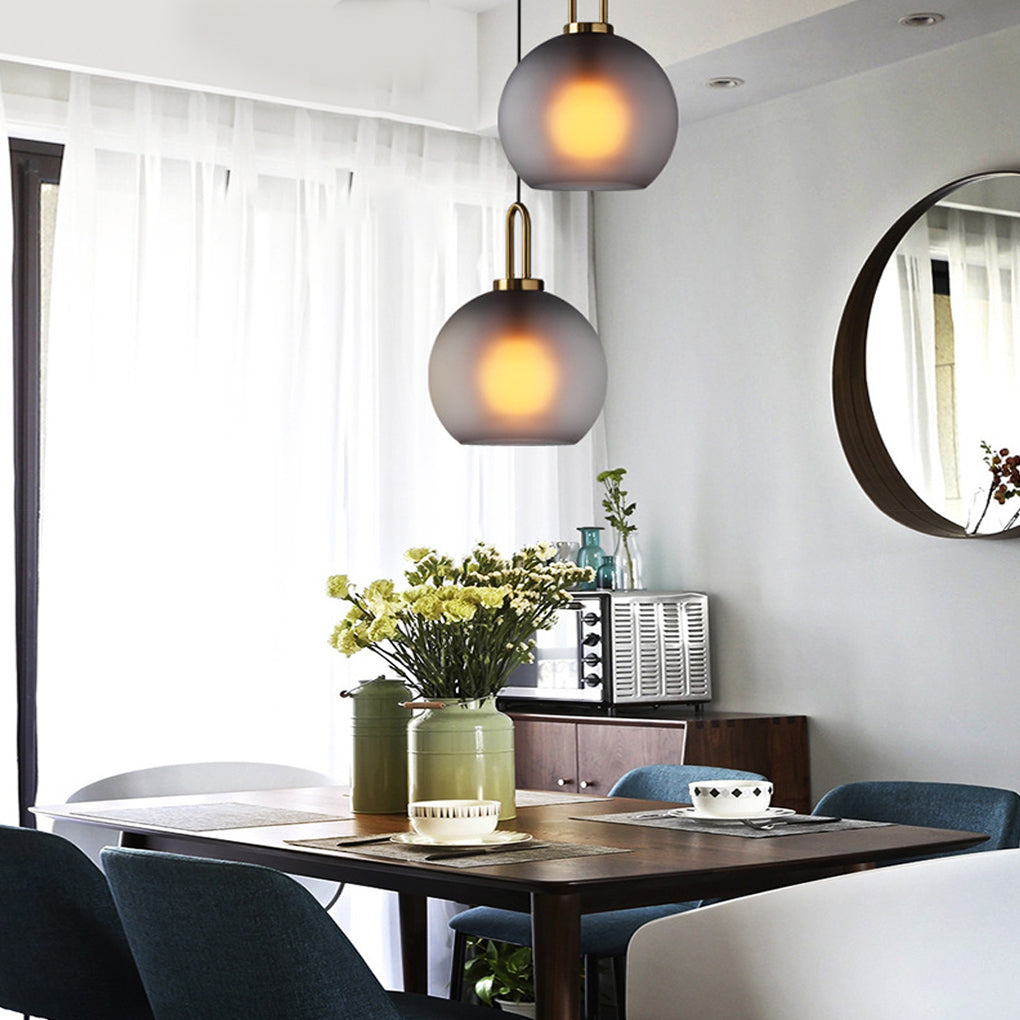 Aurelia Globe Pendant Light in Electroplated Metal and Glass