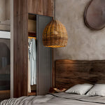 Handmade Leather Rattan Lampshade Led Wabi Sabi Japanese Style Chandelier Li002751