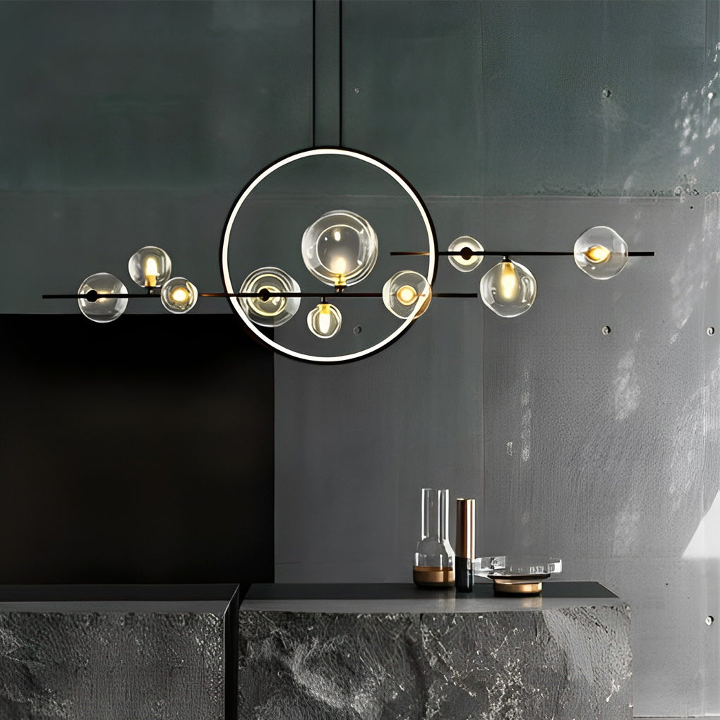 Modern Black Glass Bubble LED Chandelier for Dining Room and Kitchen Island