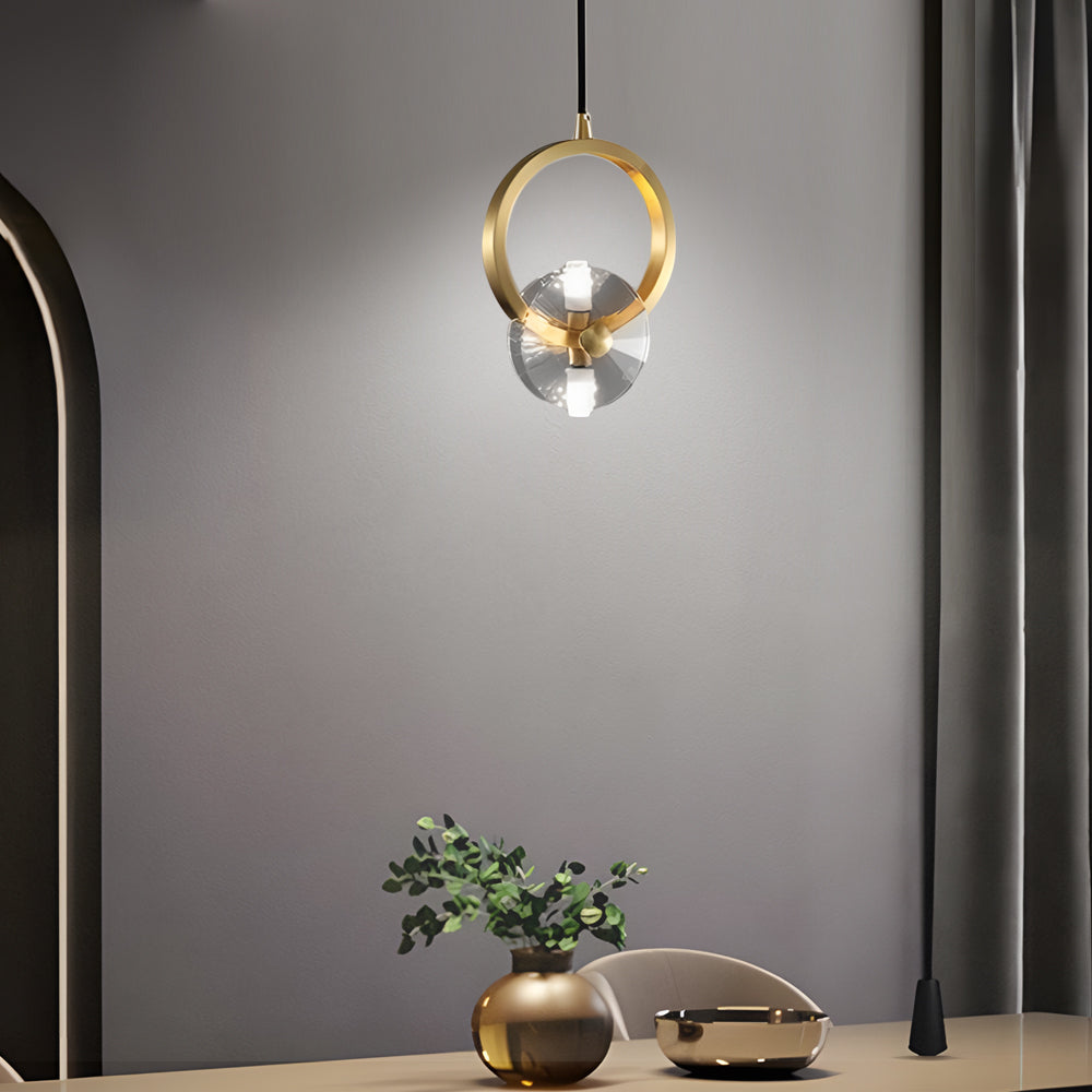 1 3 Light Round Copper Crystal Led Pendant Light