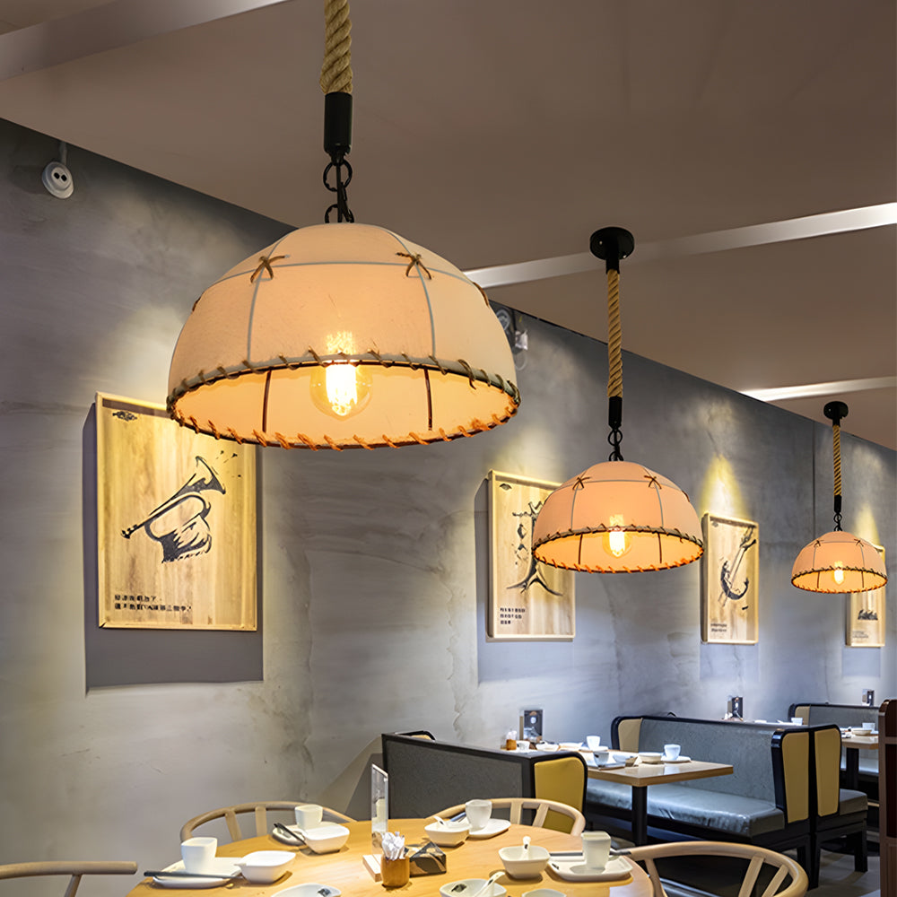 Nostalgic Linen Lampshade Hemp Rope Led American Style Chandelier