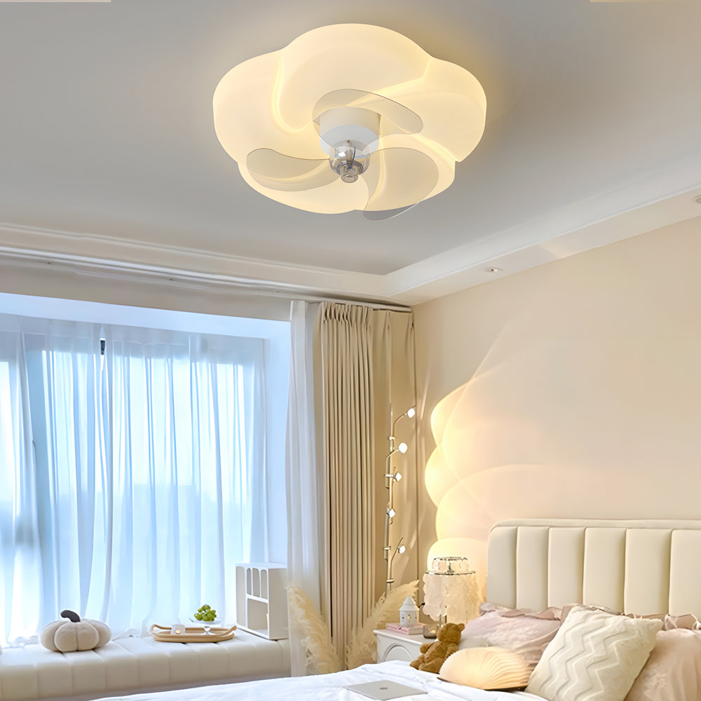 Romantic Flower 3 Step Dimming Led Mute Shaking Head Modern Ceiling Fans