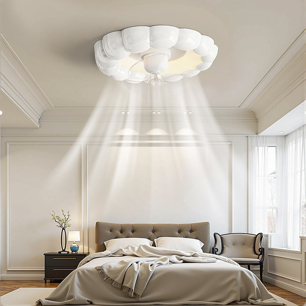 Macaron Simple Stylish Bedroom Ceiling Fan With Led Lights