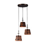 1 3 Light Rustic Wood Bucket Shade Pendant Lighting For Cafe Bar