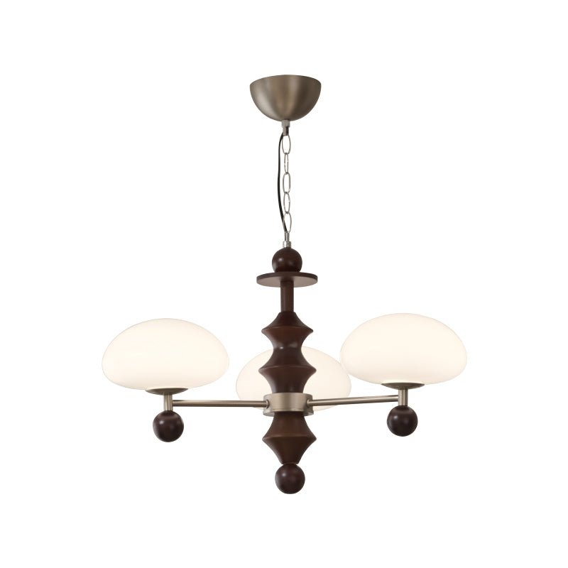 Elswyth Modern Wood and Opal Glass Chandelier for Dining Room and Living Room