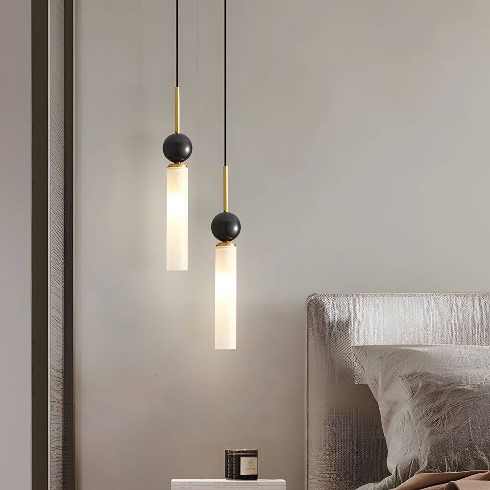 Vertical Marble Cylinder 1 Light Pendant Light Modern Hanging Lamp