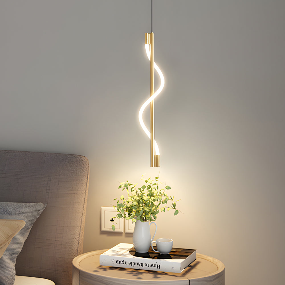 Modern Vertical Spiral Rope Led Pendant Light With Dimmable Feature