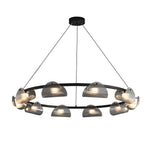 Round 6 8 10 Lights Curved Striped Glass Led Dimmable Nordic Chandelier Li002764