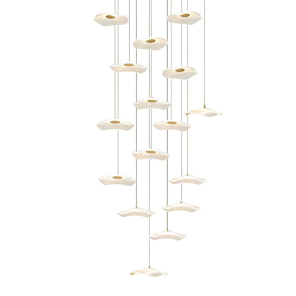 Lotus Leaves Led Staircase Chandelier Ha093921