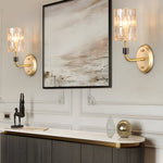 Luxury Copper Armed Crystal Wall Light Modern 1 2 Light Sconce