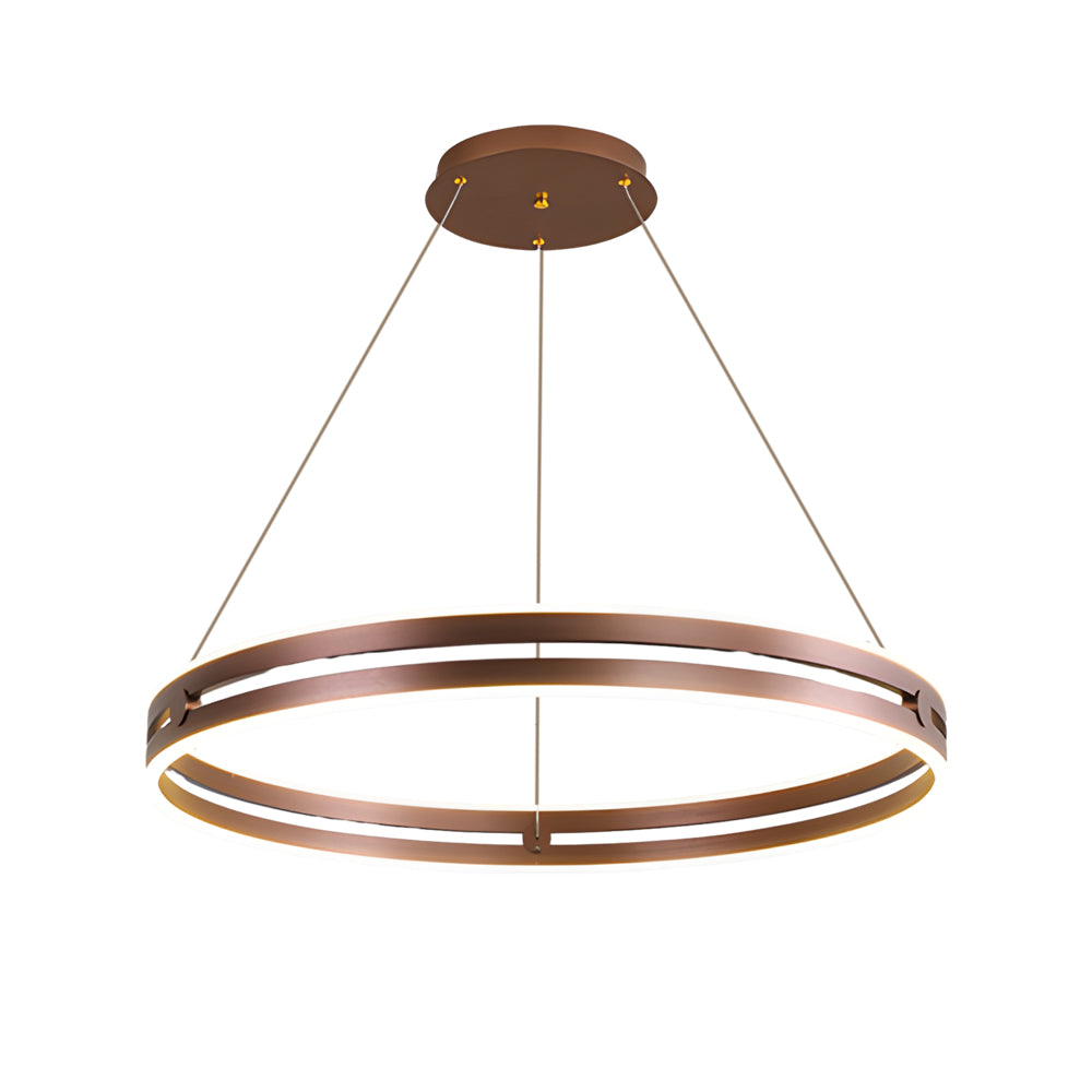 23 In Double Wheel Chandelier Modern Led Pendant Light Black Gold Brown
