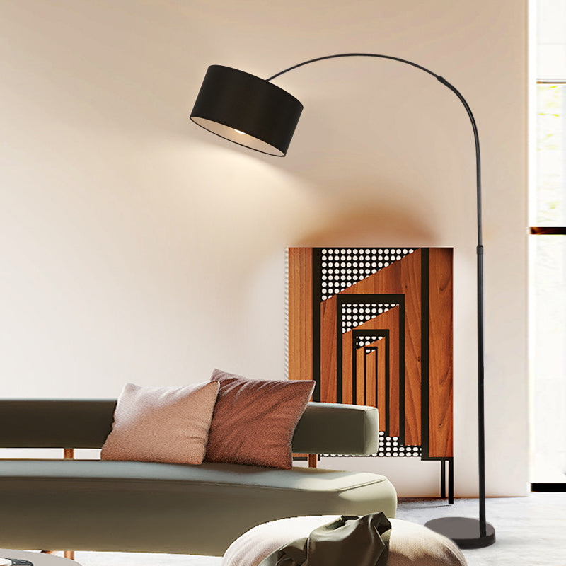 Marble Base And Shaded Adjustable Arc Floor Lamp