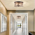American 13 In Drum Bronze Crystal Flush Mount Ceiling Lights