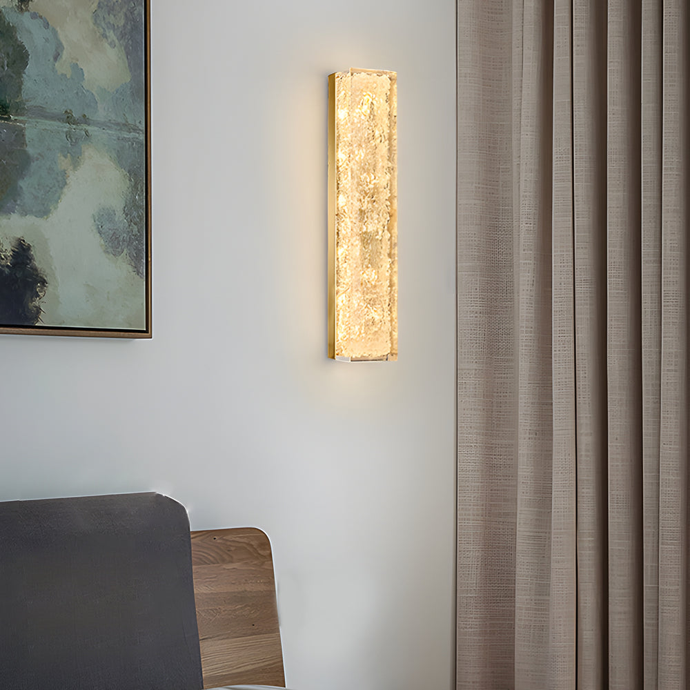 Modern Brass 1 Light Led Wall Sconces Rectangle Wall Light In Ice Resin