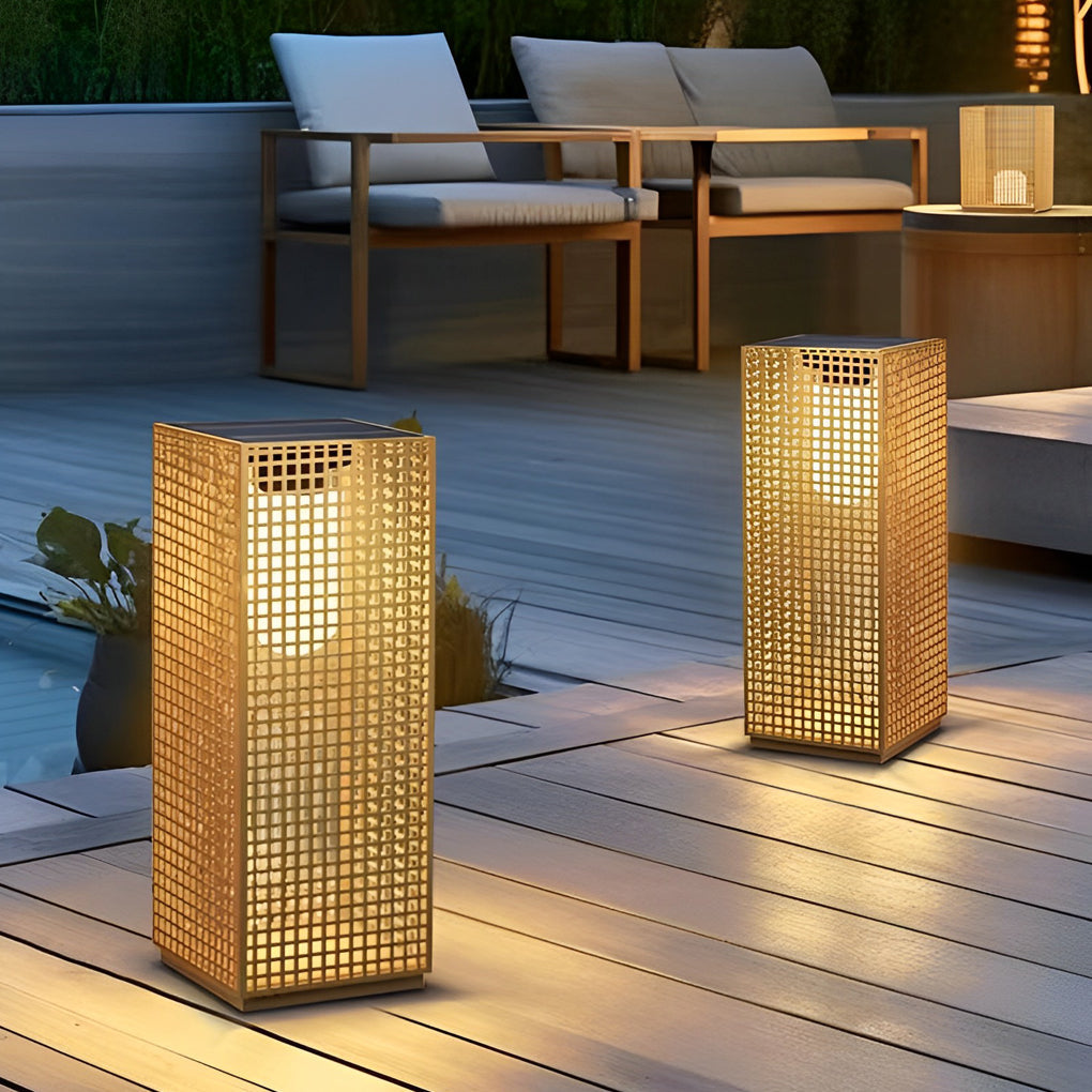 Artisan Gold Cuboid LED Bollard Lights for Pathways & Gardens