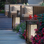 Vintage Galvanized LED Pathway Lights with Floral Lampshade for Garden and Courtyard