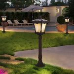 Vintage Solar LED Lawn Lamp with Ornate Top in Coffee Gold Finish