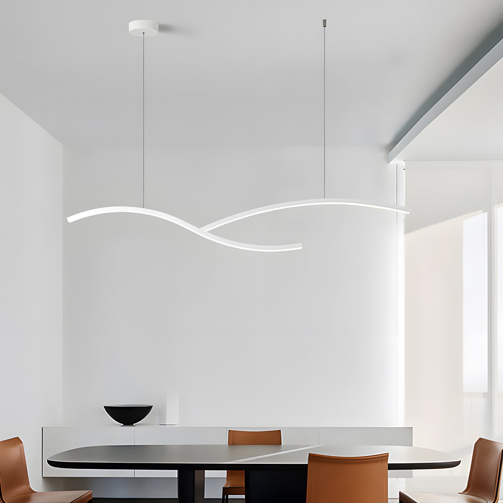 39 4 47 2 Wide Black White Wave Linear Led Pendant