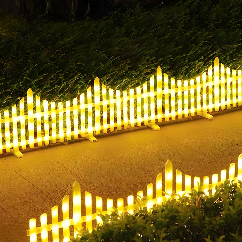 8 Pack Wave Shaped Solar Led Lighted Garden Fence For Christmas