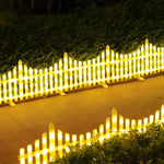 8 Pack Wave Shaped Solar Led Lighted Garden Fence For Christmas