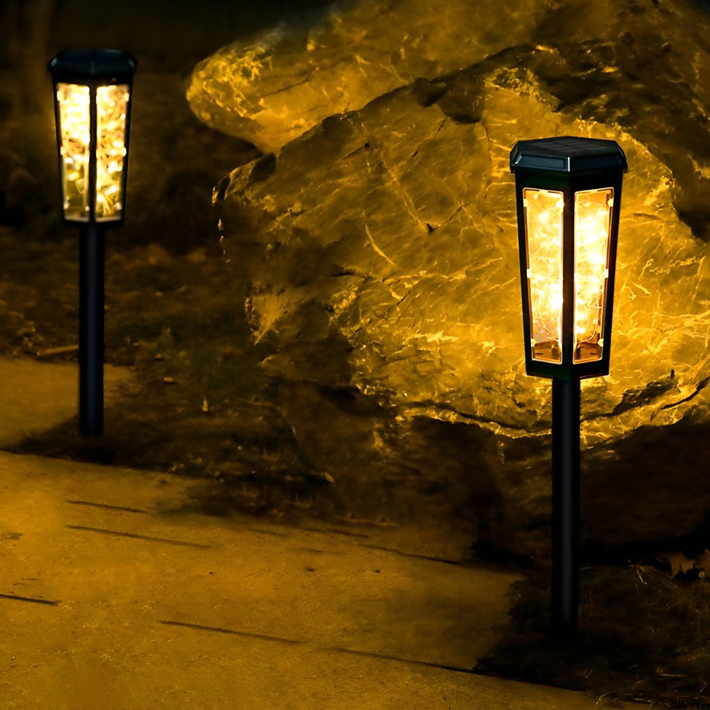 Hexagonal Solar LED Lawn Lights with Motion Sensor, Set of 2
