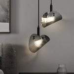 Curved Striped Glass Led 3 Step Dimming Smoke Gray Nordic Hanging Lights Li002763