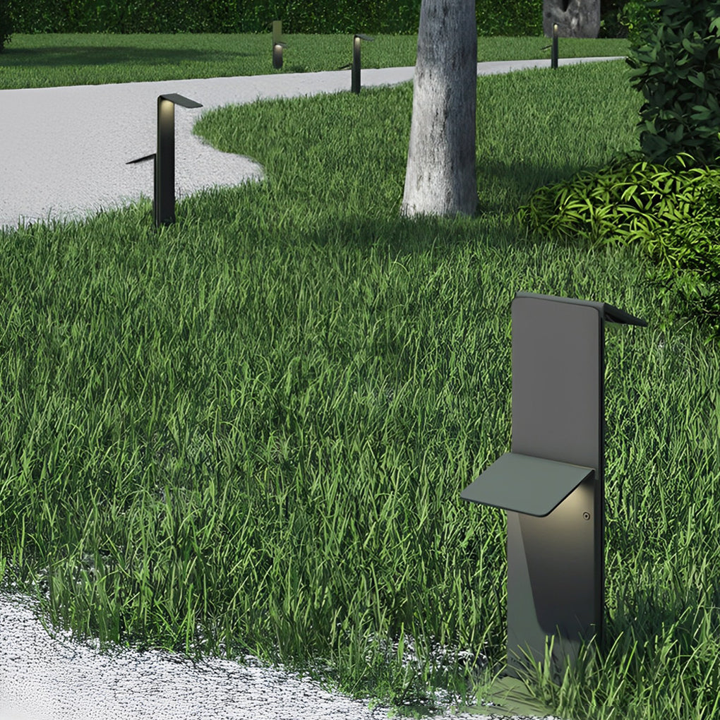 Solar Pathway Lights with Dual-Panel Downlighting in Gray Stainless Steel