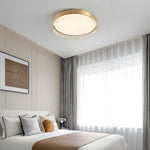 Round Ribbed Glass Led Flush Mount Ceiling Light