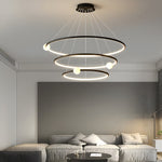 White Black Circular Pendant Lamp Dimmable Led Rings Chandelier