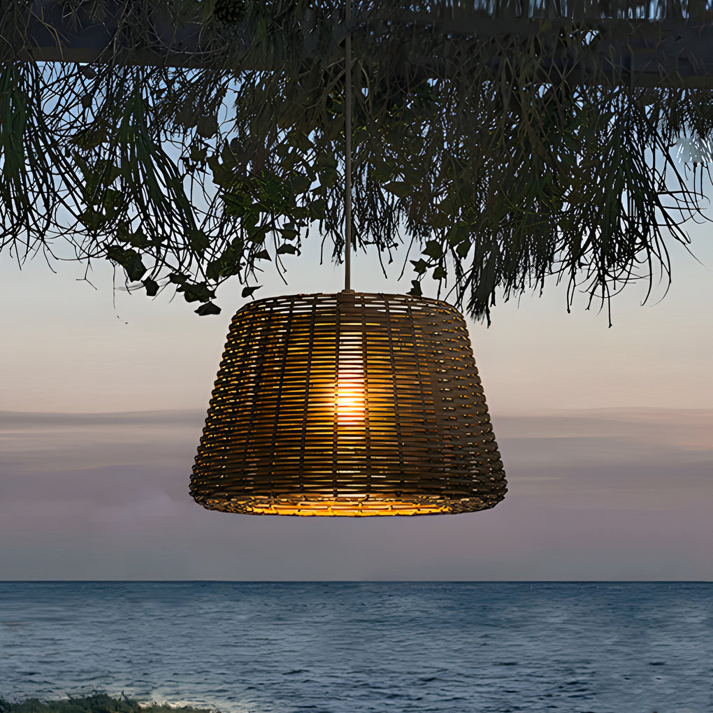 Ralph 1 Light Outdoor Pendant Light Led Suspension Lamp With Rattan Shade