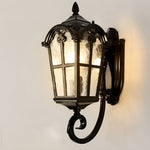 Waterproof Vintage Lantern Shaped Black Retro Outdoor Plug In Wall Lamp