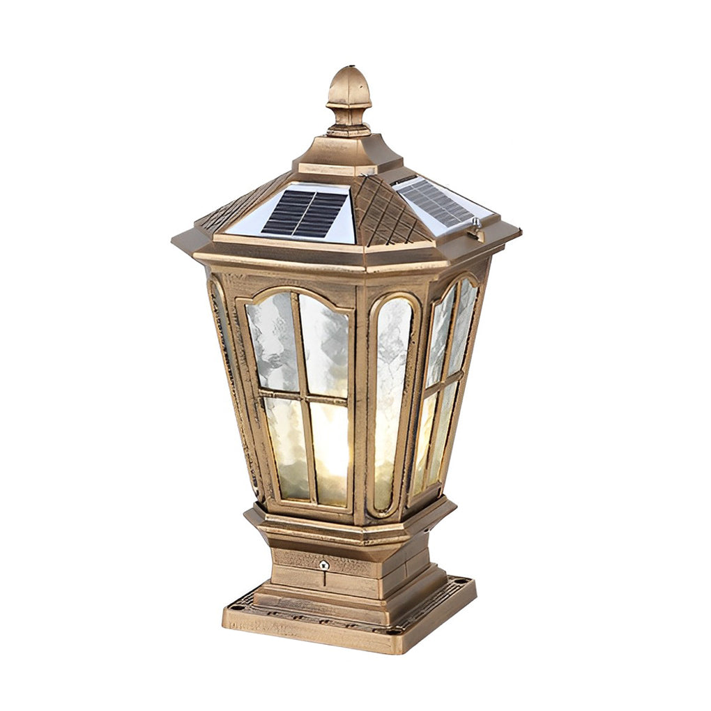Retro Pavilion Shape Solar Powered Fence Post Light Ha080207
