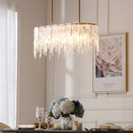 7 10 Light Luxury Glass Decor Icicles Droplet Crystal Chandelier 3 Step Dimming