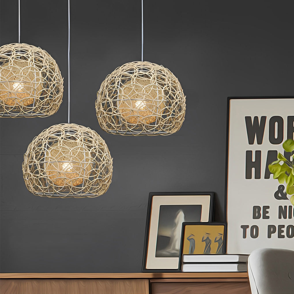 Round Rattan Pendant Light Li002321