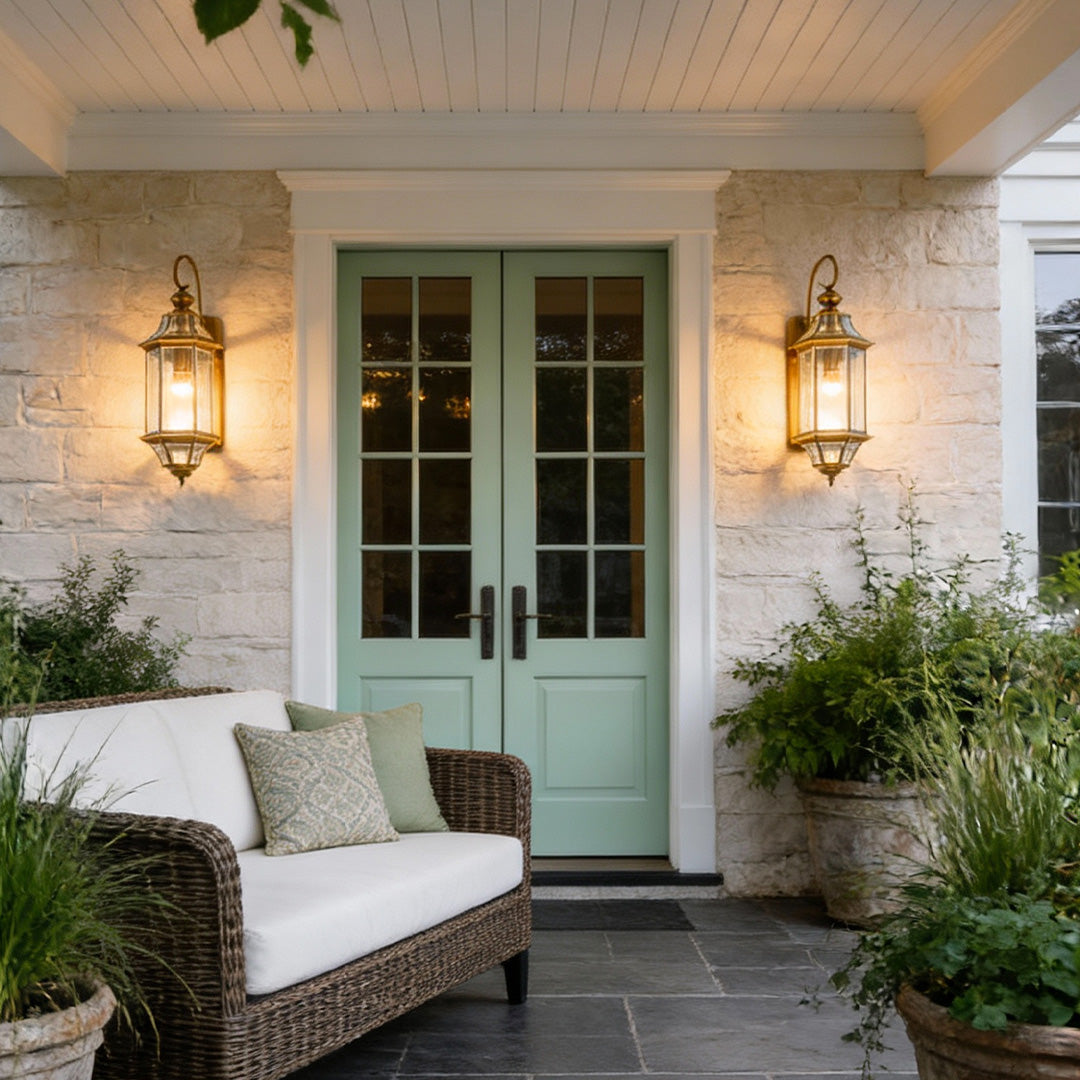 Solid Copper Outdoor Wall Sconce with Clear Glass Shade