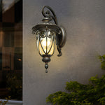1 Light Antique Black Waterproof Seeded Glass Outdoor Wall Light