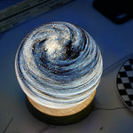 Celestial Glass Table Lamp with Wooden Base for Kids' Bedroom